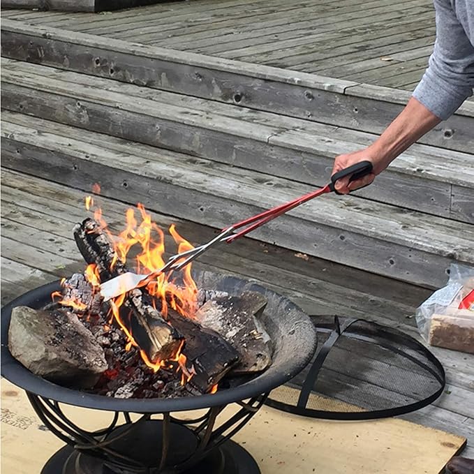 BBQCroc 3-in-1 Barbecue Tool 26-inch Extra Light and Super Long Heavy Duty Tongs, Spatula and Grill Scraper (Red) – Longest BBQ Tool Ever!