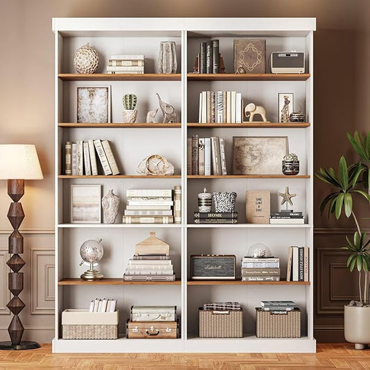70.8" Tall Farmhouse Kitchen Pantry Cabinet, Modular Storage Cabinet with 6-Tier Adjustable Shelves, White, Wooden Hutch for Living Room, Kitchen, Set of 2