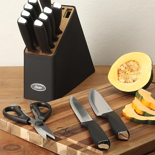 Oster Brixen 13 Piece High Carbon Stainless Steel Kitchen Cutlery Knife Block Set W/Black Wood Block - Cuchillos Para Cocina