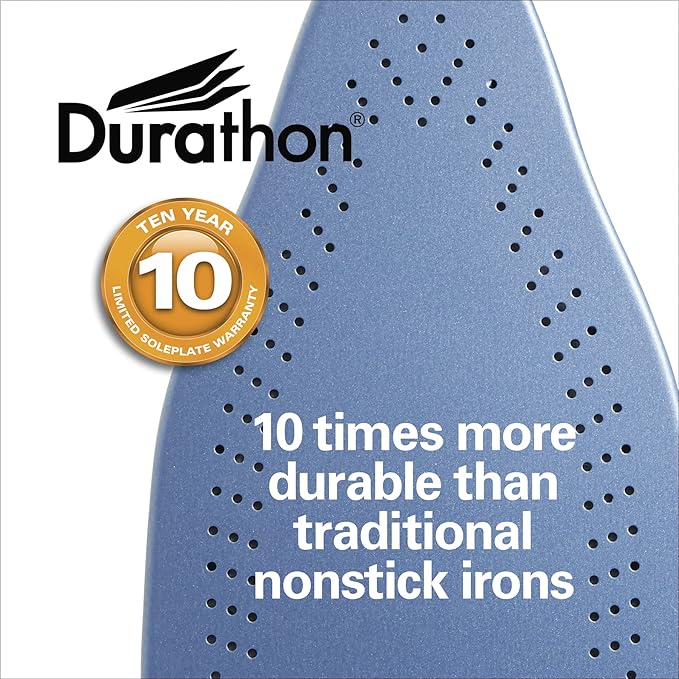 Hamilton Beach Steam Iron & Vertical Steamer for Clothes with Scratch-Resistant Durathon Soleplate, Digital Temperature Control, 8’ Retractable Cord, 3-Way Auto Shutoff, Anti-Drip, 1700 Watts, Silver