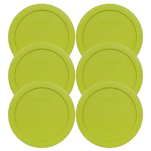 Pyrex 7201-PC 4-Cup Edamame Green Plastic Storage Lid, Made in USA - 6 Pack