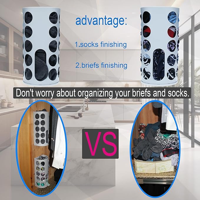 Wall-Mounted Plastic Bag Holder (2 Pack) - Multi-Use Kitchen Organizer for Grocery Bags, Socks & Underwear | Space-Saving Design with Adhesive & Screws