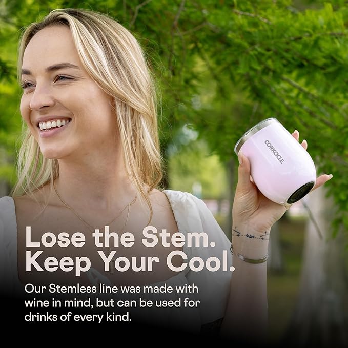 Corkcicle Stemless Insulated Wine Glass Tumbler - Keeps Beverages Cold 6 Hours & Hot 3 Hours - Stainless Steel - Easy-Grip - Summer Drinkware Gift - Keeps Drinks Ice Cold - 12 oz - Princess Cinderella