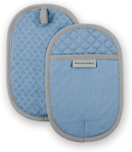 KitchenAid Asteroid Pot Holder 2-Pack Set, Blue Velvet, 6.5"x10"