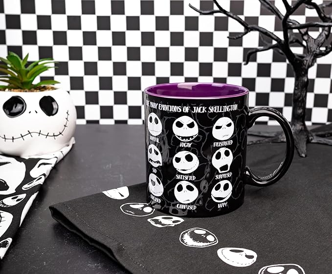Silver Buffalo Disney Tim Burton's Nightmare Before Christmas Jack Skellington Emotions Ceramic Mug, 20 Ounces
