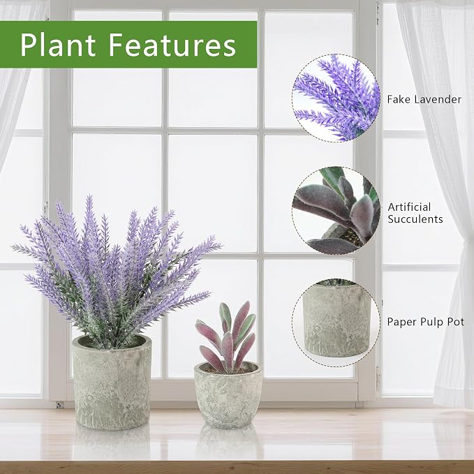 ALAGIRLS 4 Packs Fake Plants Small Artificial Plants - Image 5