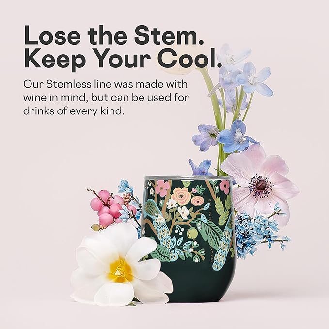 Corkcicle Stemless Insulated Wine Glass Tumbler - Keeps Beverages Cold 6 Hrs Hot 3 Hrs - Stainless Steel - Easy-Grip - Gift for Mom - Great for Mother's Day or Christmas - 12 oz - Peacock Blue