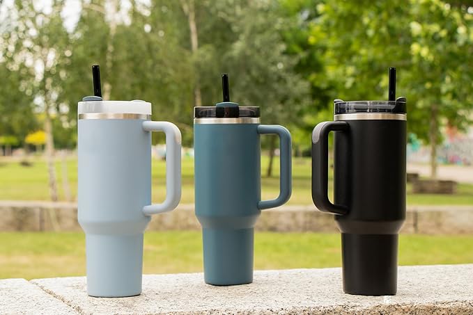 HALM 6x Stanley Quencher Tumbler Glass Straws Black Reusable Replacement Straws for Tumbler with Handle Stainless Steel Drinking Cup Accessory BPA-Free & Dishwasher Safe