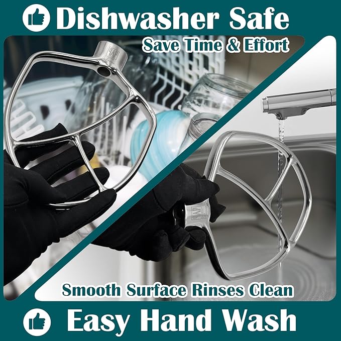 Stainless Steel Flat Beater - Compatible with KitchenAid 4.5-5qt Bowl-Lift Mixer, Fits Heavy Duty, Professiona HD, Pro 450, Pro 500, Limited Edition, ProLine Series, K5A, K4SS, K5SS, KSM5, KSM50