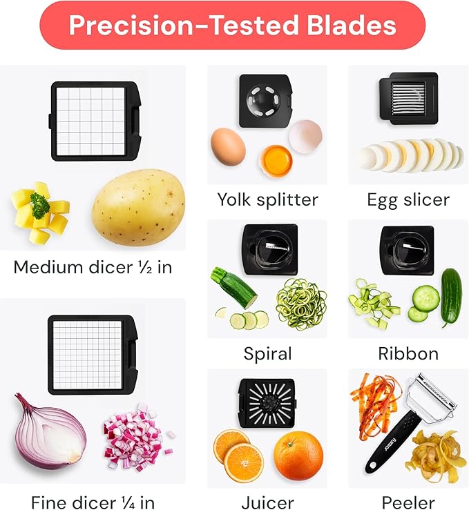 Fullstar The Original Pro Chopper - Vegetable Chopper and Spiralizer, Food Chopper with Container, Fruit Slicer, Kitchen Gadgets & Gifts, Home Essentials (9 in 1, White)