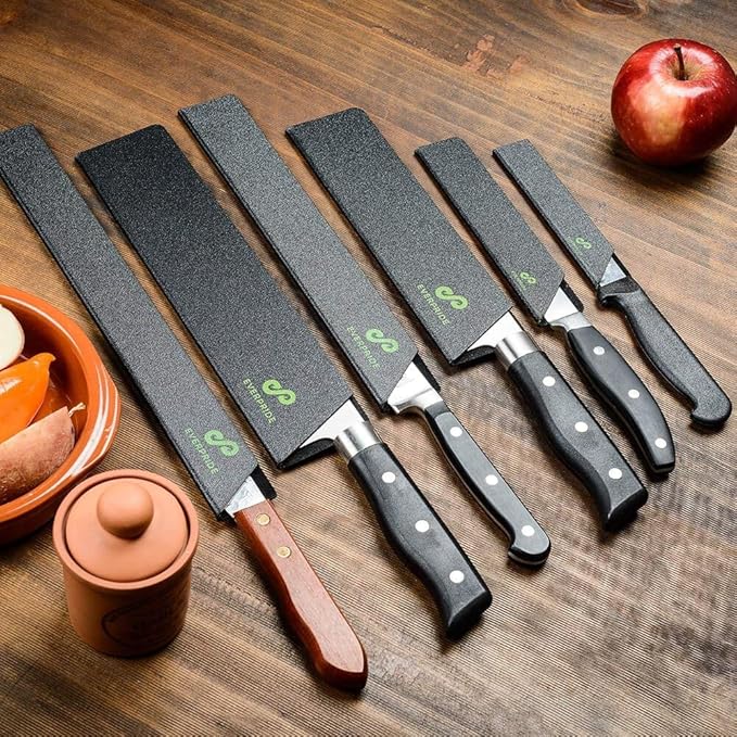 EVERPRIDE Chef Knife Sheath Set (6-Piece Set) Universal Blade Edge Cover Guards for Chef’s and Kitchen Knives – Durable, BPA-Free, Felt Lined, Sturdy ABS Plastic – Knives Not Included