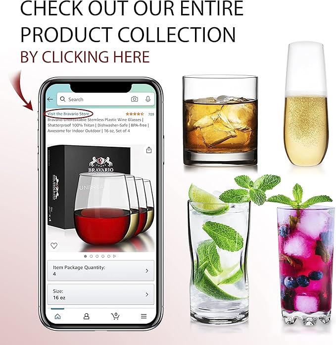 Unbreakable Stemless Plastic Wine Glasses | Reusable | Shatterproof 100% Tritan Plastic | Dishwasher-Safe | BPA-free | Awesome for Indoor & Outdoor | 20 oz, Set of 8