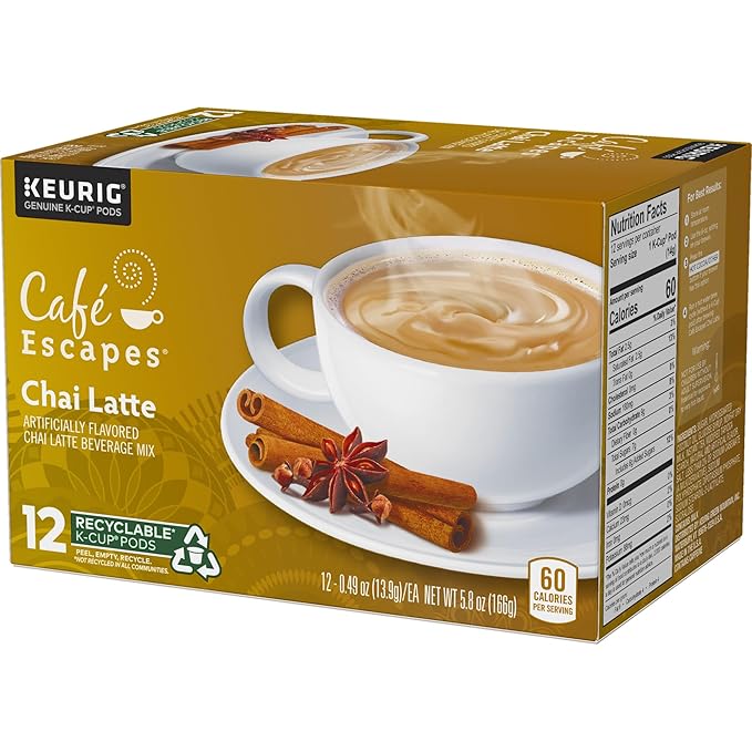Cafe Escapes Chai Latte Keurig Single-Serve K-Cup Pods, 72 Count