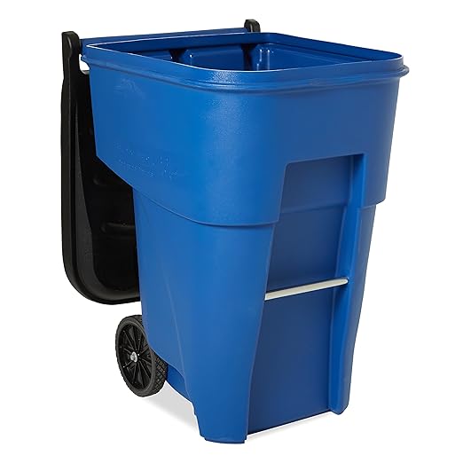 Rubbermaid Commercial Products BRUTE Rollout Trash/Garbage Can/Bin with Wheels, 95 Gal, Blue, for Restaurants/Hospitals/Offices/Back of House/Warehouses/Home