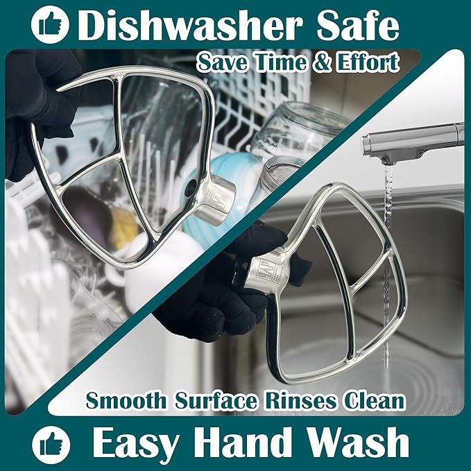 Stainless Steel Paddle，Flat Beater - Accessories and Attachments for KitchenAid Mixers, Fit 4.5-5 QT Mixing Bowl
