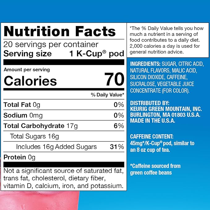 The Original Donut Shop Iced Refreshers, Strawberry Açaí Flavor, Keurig Single Serve K-Cup Pods, 20 Count