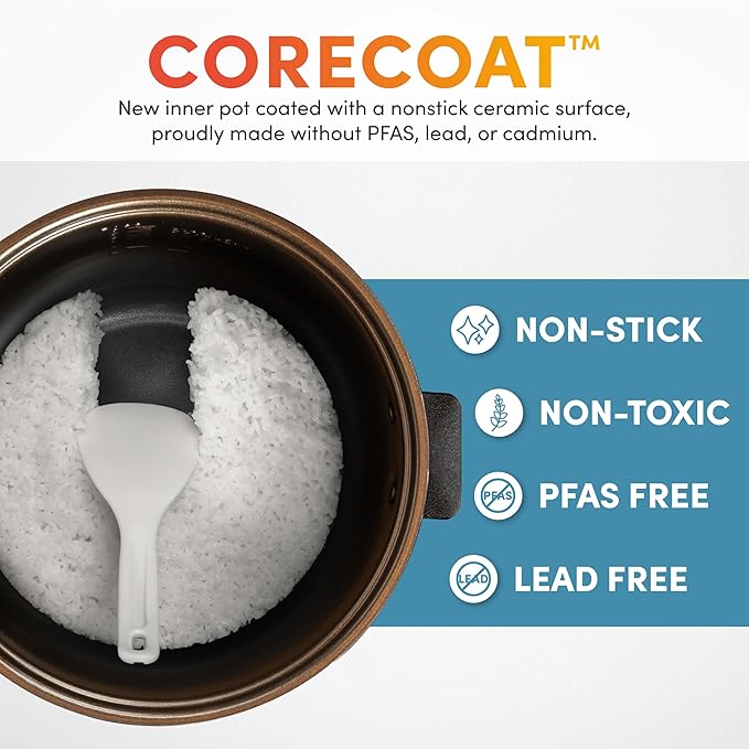 AROMA® 12-Cup (Cooked) Slow Cook Rice Cooker and Brown Rice Cooker with Lift-Out Pot Handles and Silicone Storage Lid — PFAS-Free CoreCoat™ Ceramic