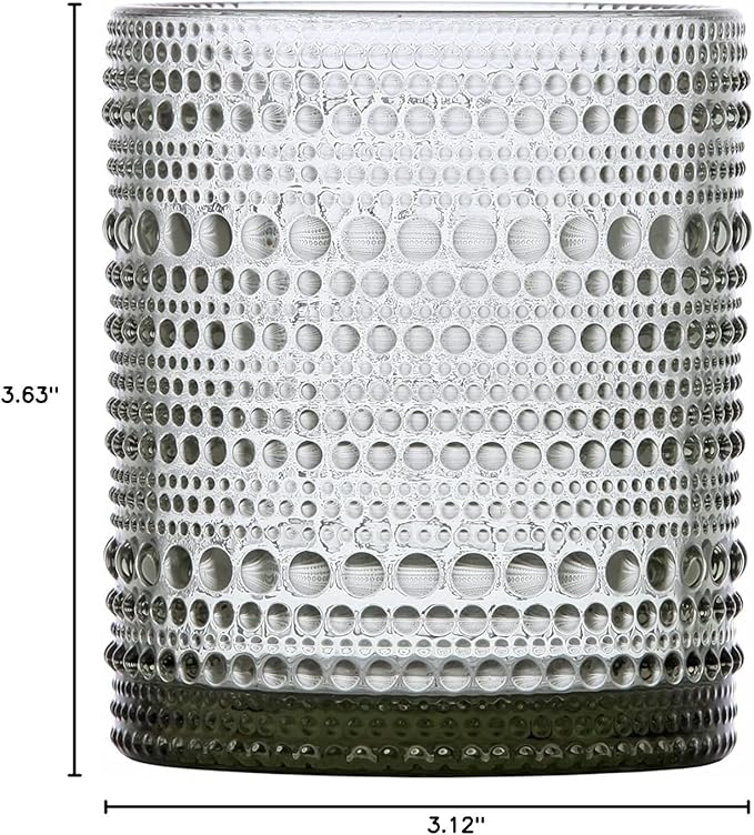 Fortessa Jupiter Beaded Hobnail Glass, 10 Ounce Double Old Fashioned (Set of 4), Smoke Gray