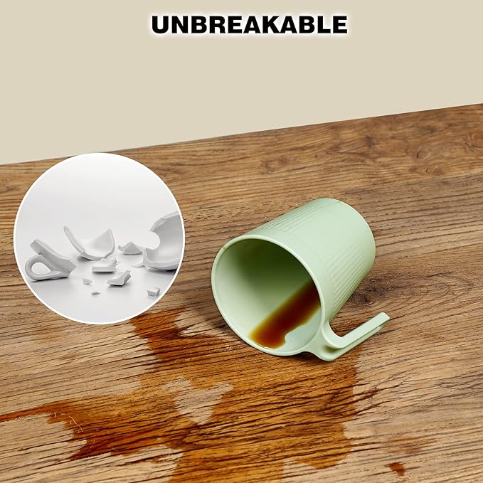 shopwithgreen Coffee Mugs Set of 8, Plastic Coffee Cups Set, 17 OZ Unbreakable Coffee Mugs with Handle Reusable Camping/Dorm/RV Drinking Cups for Adults/Kids Microwave & Dishwasher Safe