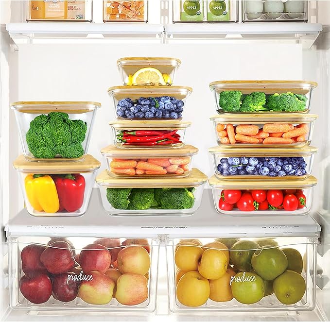 Urban Green Glass Containers with Bamboo Lids, Aitight Storage Container Set of 4, Meal Prep Food Container Set, Oven, Freezer, Microwave Safe, 35oz