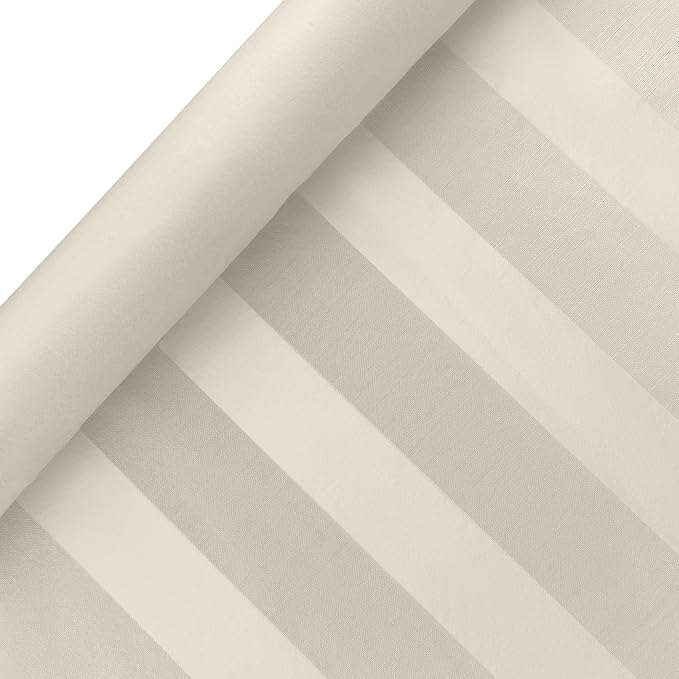 Luxury Table Protector Pad, 2 in 1 Table pad + Great Looking Tablecloth - Heat Resistant, Spill & Stain Proof - Flannel Backing (Ivory - Silk Stripe, 54x90)