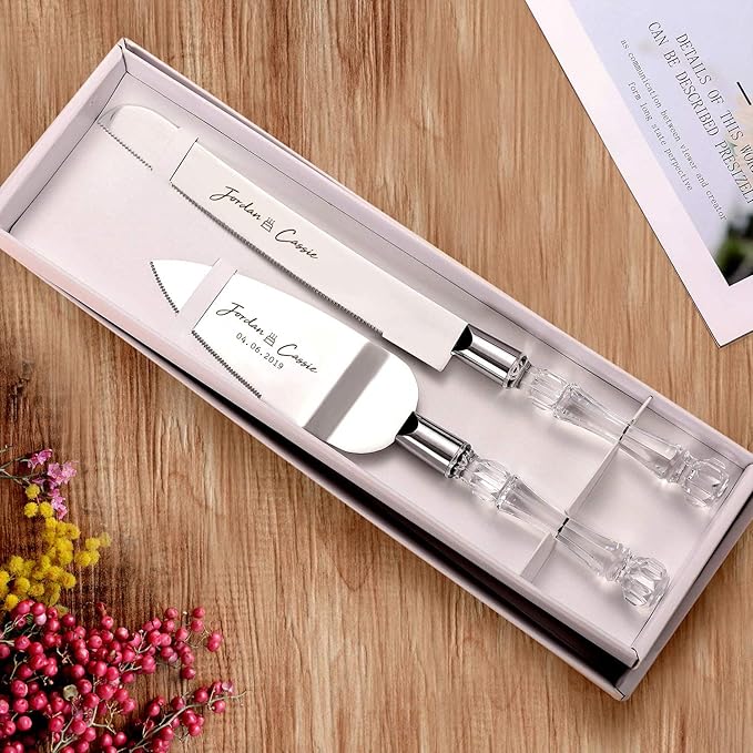 AW BRIDAL Personalized Cake Cutting Set for Wedding, Wedding Cake Knife Set for Reception, Anniversary Party, Engagement Party//DK001CPP41//