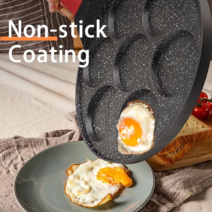 Egg Pan Omelette Pan Silver Dollar Pancake Pan for Kids Mini Pancake Maker Nonstick Breakfast Skillet for Pancake, Hamburger, Sandwiches