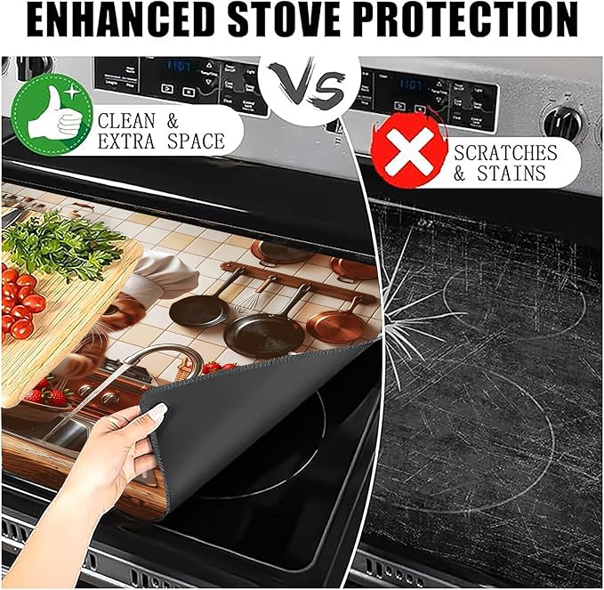 Cute Cat Stove Top Cover 28.3 x 20.5 Inches, Strawberry Cat Glass Stove - Image 8