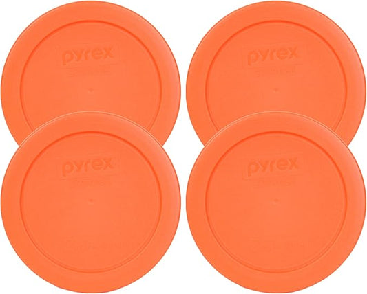 Pyrex 2 Cup Round Storage Cover #7200-PC for Glass Bowls (4, Orange)