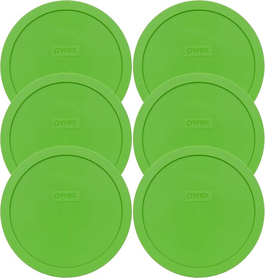 Pyrex 7402-PC Green Round 6/7 Cup Plastic Storage Lid, Made in USA - 6 Pack