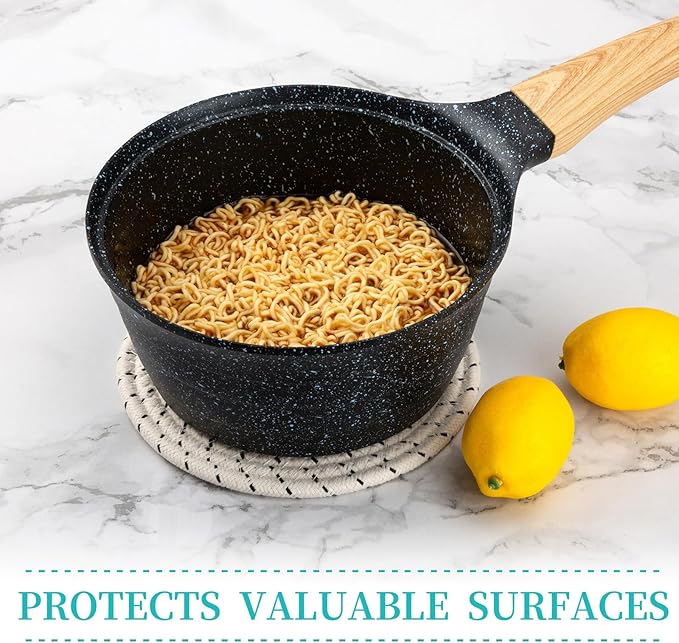 Trivets for Hot Dishes, Pots and Pans, Hot Pads with Storage Basket, Pot Holders for Kitchen, Heat Resistant Mat Protect Counter Home Essentials, Farmhouse Decor (Mix Gray 5 PCS)