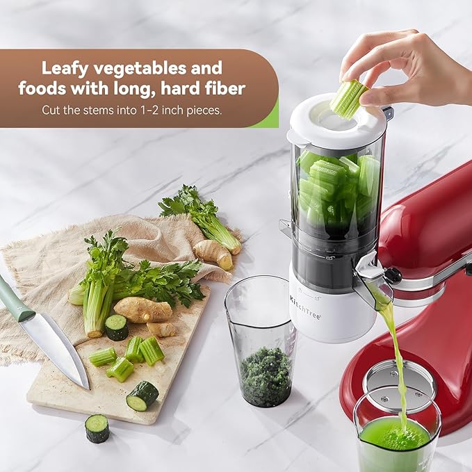 Slow Cold Press Juicer Attachment for KitchenAid Stand Mixer, 4.2" Large Feed Chute Fit Whole Vegetables & Fruits, Masticating Juicer Attachment for KitchenAid, Easy to Clean