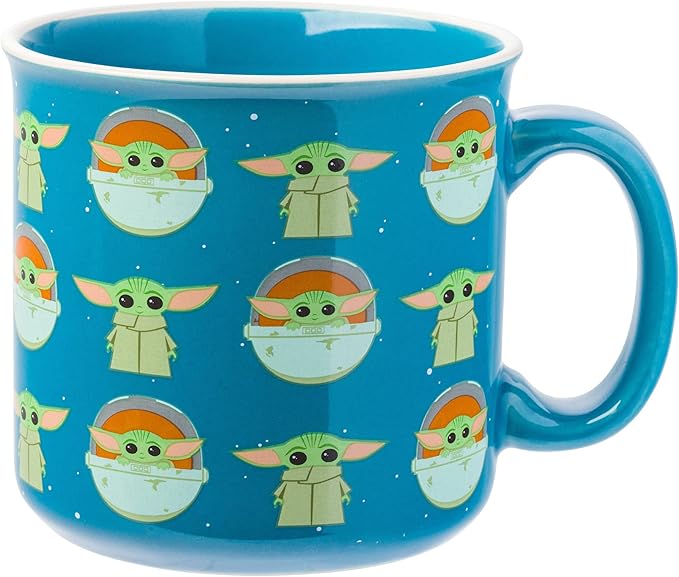 Silver Buffalo Star Wars The Mandalorian Repeat Poses Ceramic Camper-Style Coffee Mug, 20-Ounces