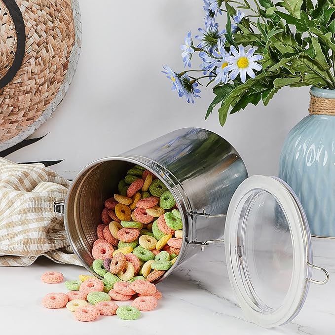 Lallisa 24 Pcs Stainless Steel Canisters 62 oz Stainless Steel Containers with Lids Food Storage Container with Airtight Clamp Lid Coffee Containers for Tea Sugar Coffee Flour Kitchen Counters