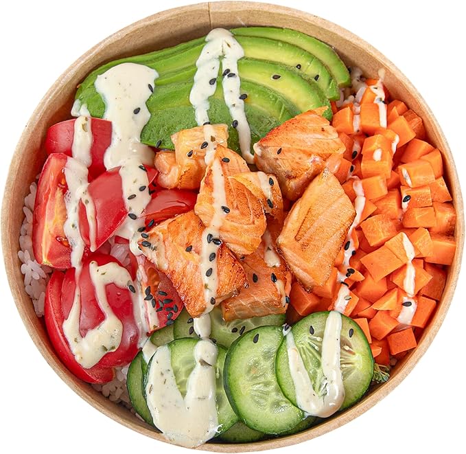 Restaurantware Compostable Paper Food Containers 200 Pack Of 37 oz BPI-Certified Round Kraft Salad Bowls Disposable Grease-Resistant Meal Prep Take Out Containers For Ice Creams, Soups, Snacks