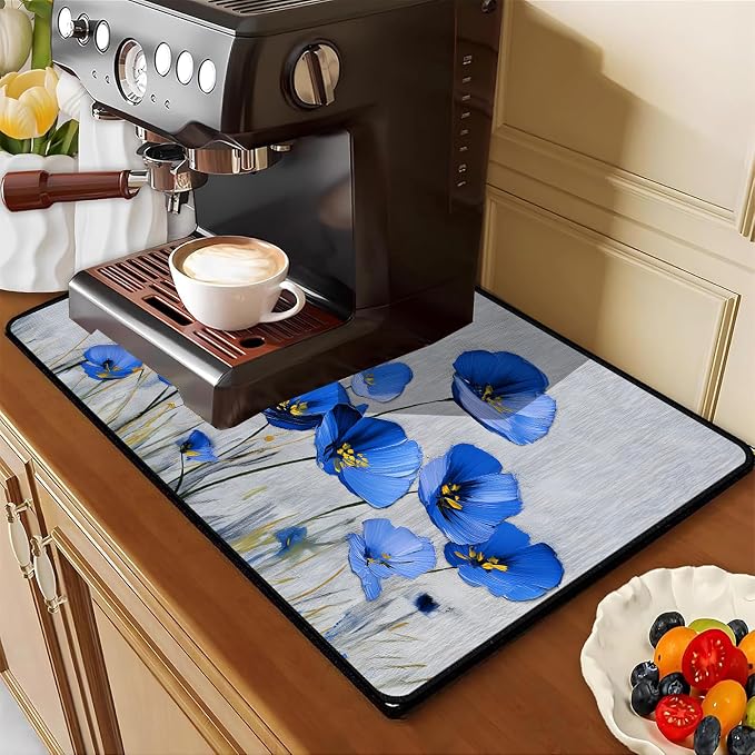 Blue Floral Stove Top Cover 28.3 x 20.5 Inches, Heat Resistant Glass Stove - Image 3