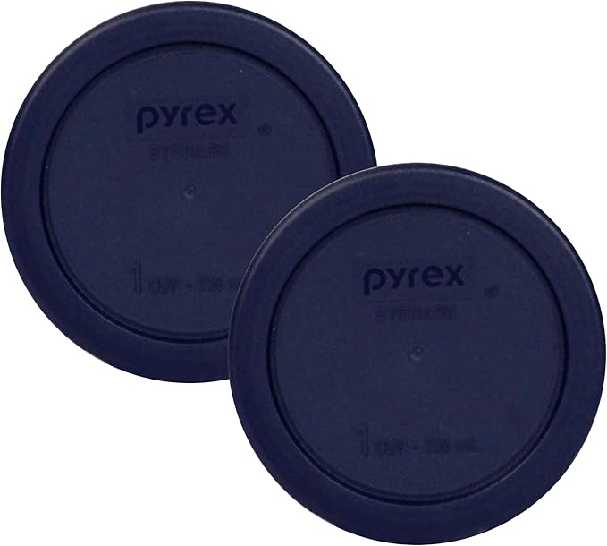 Pyrex Blue 1 Cup Round Plastic Cover #7202-PC 2-Pack