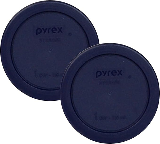 Pyrex Blue 1 Cup Round Plastic Cover #7202-PC 2-Pack