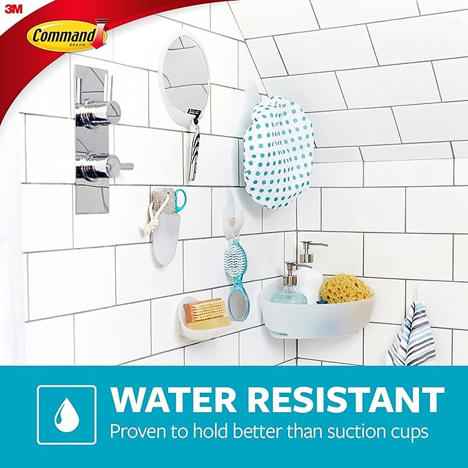 Command Razor Holder, Holds up to 3 lb, Clear Frosted, 4" x 2.5" x 1.5" 1 Holder with 1 Medium Water-Resistant Command Strip, Damage Free Bathroom Organization for Razors or Toothbruses