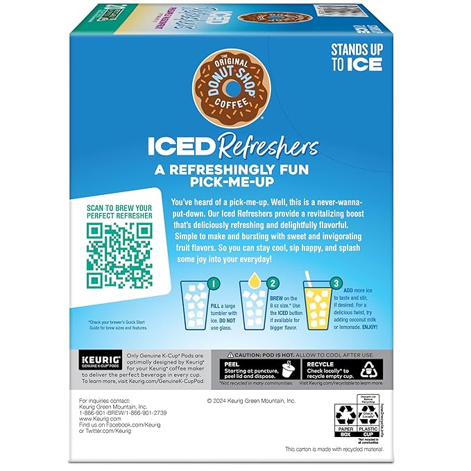 The Original Donut Shop Iced Refreshers, Pineapple Passionfruit Flavor, Keurig Single Serve K-Cup Pods, 20 Count