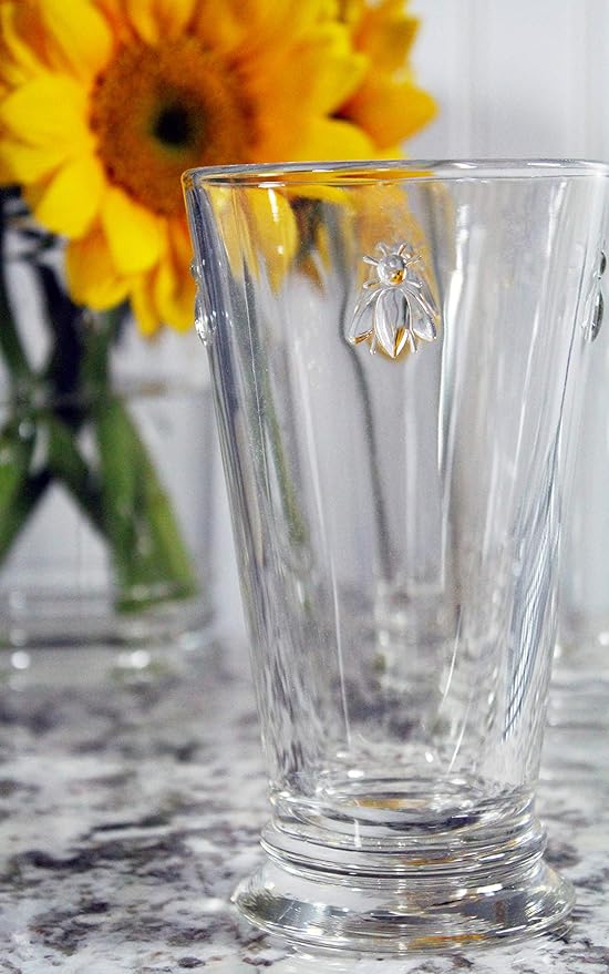 La Rochere Napoleon Bee Double Old Fashioned Tumbler Set of 6 – La Rochere Bee Glassware Sets – Fancy Glassware Drinking Glasses (15 oz)