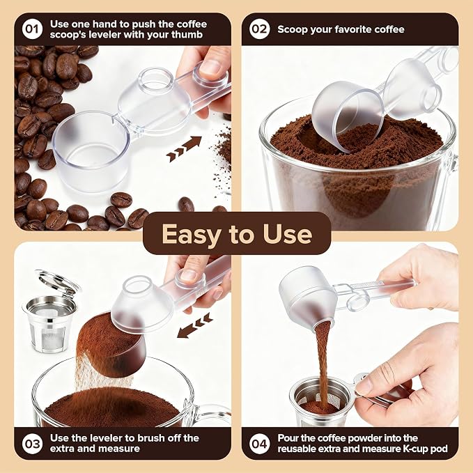 Coffee Scoop Fits Reusable K-Cups 2Tbsp, Food-Grade PCTG Funnel Scoop, - Image 3