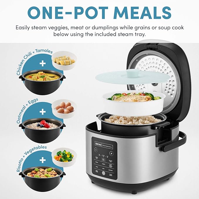 AROMA® 12-Cup (Cooked) Slow Cook Rice Cooker and Brown Rice Cooker with Lift-Out Pot Handles and Silicone Storage Lid — PFAS-Free CoreCoat™ Ceramic