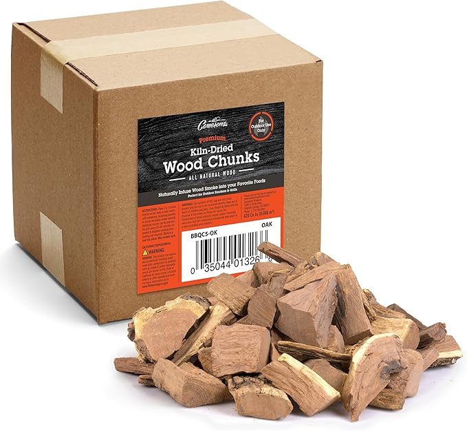 Camerons All Natural Oak Wood Chunks for Smoking Meat - 420 Cu. in. Box, Approx 5 Pounds - Kiln Dried Large Cut BBQ Wood Chips for Smoker - Barbecue Chunks Smoker Accessories - Grilling Gifts for Men