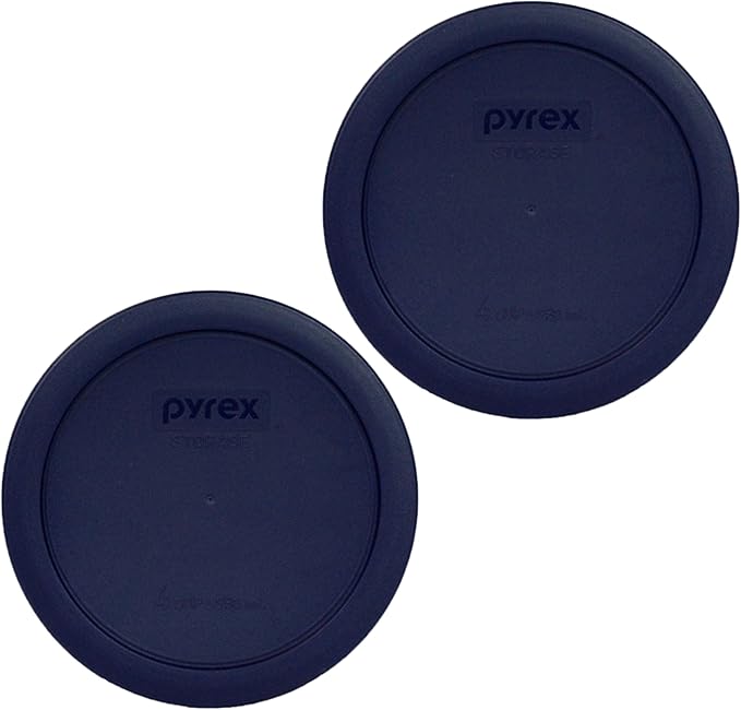 Pyrex 4 Cup Round Plastic Cover Navy Blue (2 Pack)