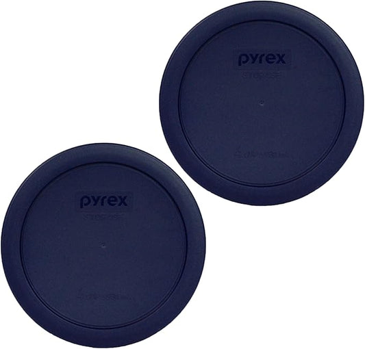 Pyrex 4 Cup Round Plastic Cover Navy Blue (2 Pack)