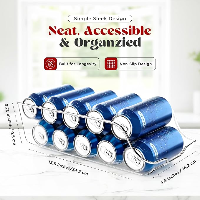 Utopia Kitchen Can Organizer For Pantry - Soda Can Storage Organizer Pantry, Fridge & Freezer Organization - Holds Food & Soup Can (Clear)