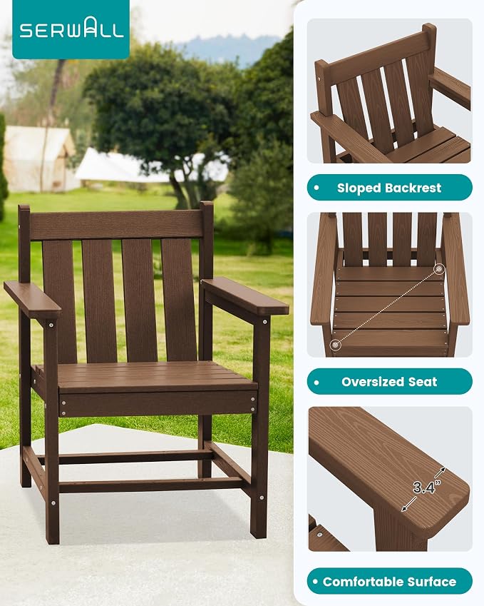 SEWRWALL Patio Furniture Set, HDPE Material All Weather Use Adirondack Chair Set - Image 5