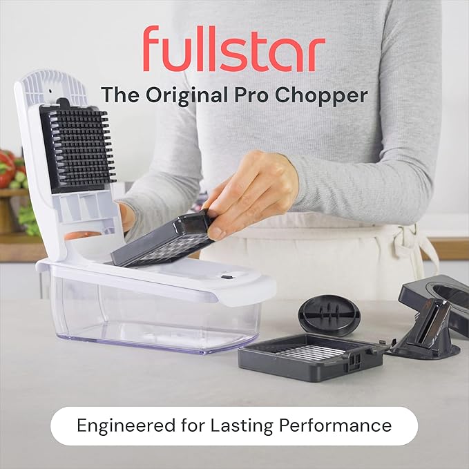 Fullstar The Original Pro Chopper - Vegetable Chopper and Spiralizer, Food Chopper with Container, Fruit Slicer, Kitchen Gadgets & Gifts, Home Essentials (4 in 1, Clear)