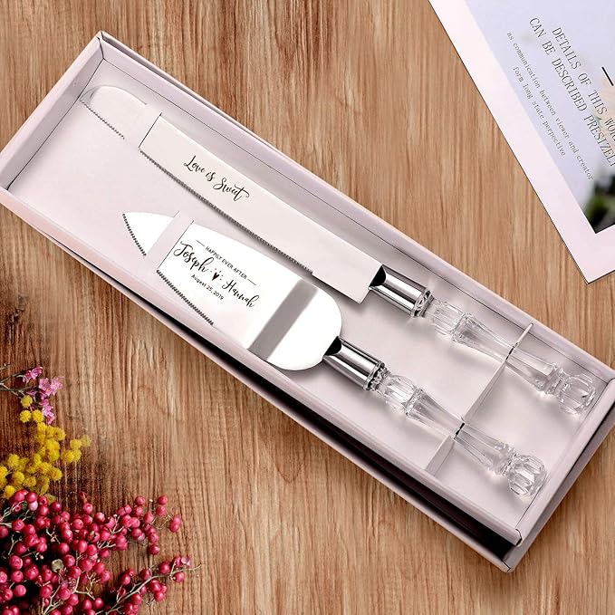 AW BRIDAL Personalized Birthday Cake Knife and Server Set - Cake Knife 13.2 Inch, Cake Server 10.8 Inch Couples Gifts for Anniversary Bridal Shower//DK001CPP69//